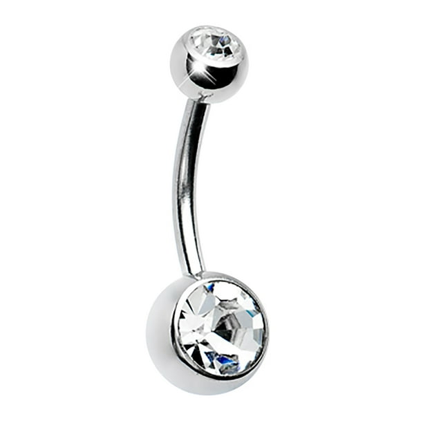 Belly Button Navel Ring Barbell Dual CZ Color Gem 12 pack